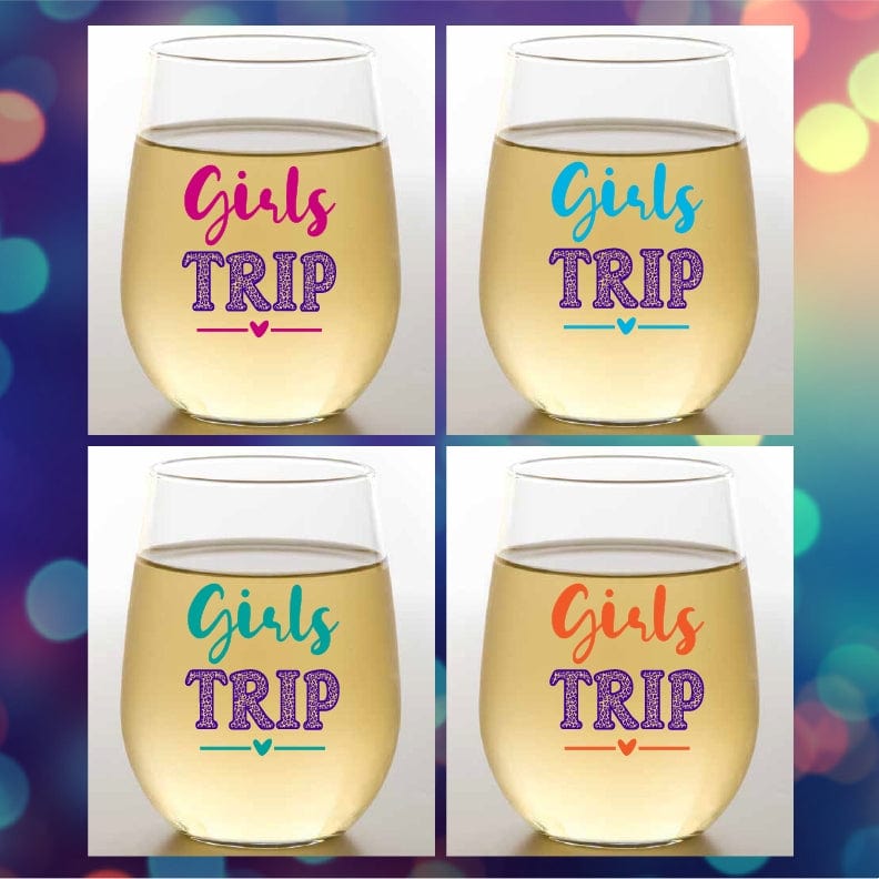 Wine-Oh! Girls Trip Unbreakable Stemless Tritan Plastic Wine Glasses, Set of 4 - Little Miss Muffin Children & Home
