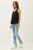 Be Cool V-Neck Racerback Knit Tank in Black