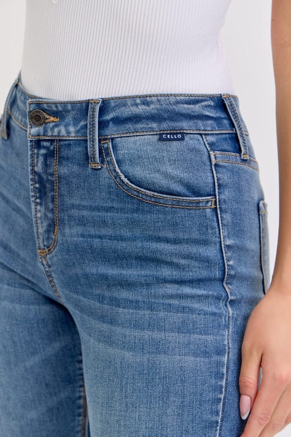 Cello Jeans Mid-Rise Bootcut Jeans in Medium Denim
