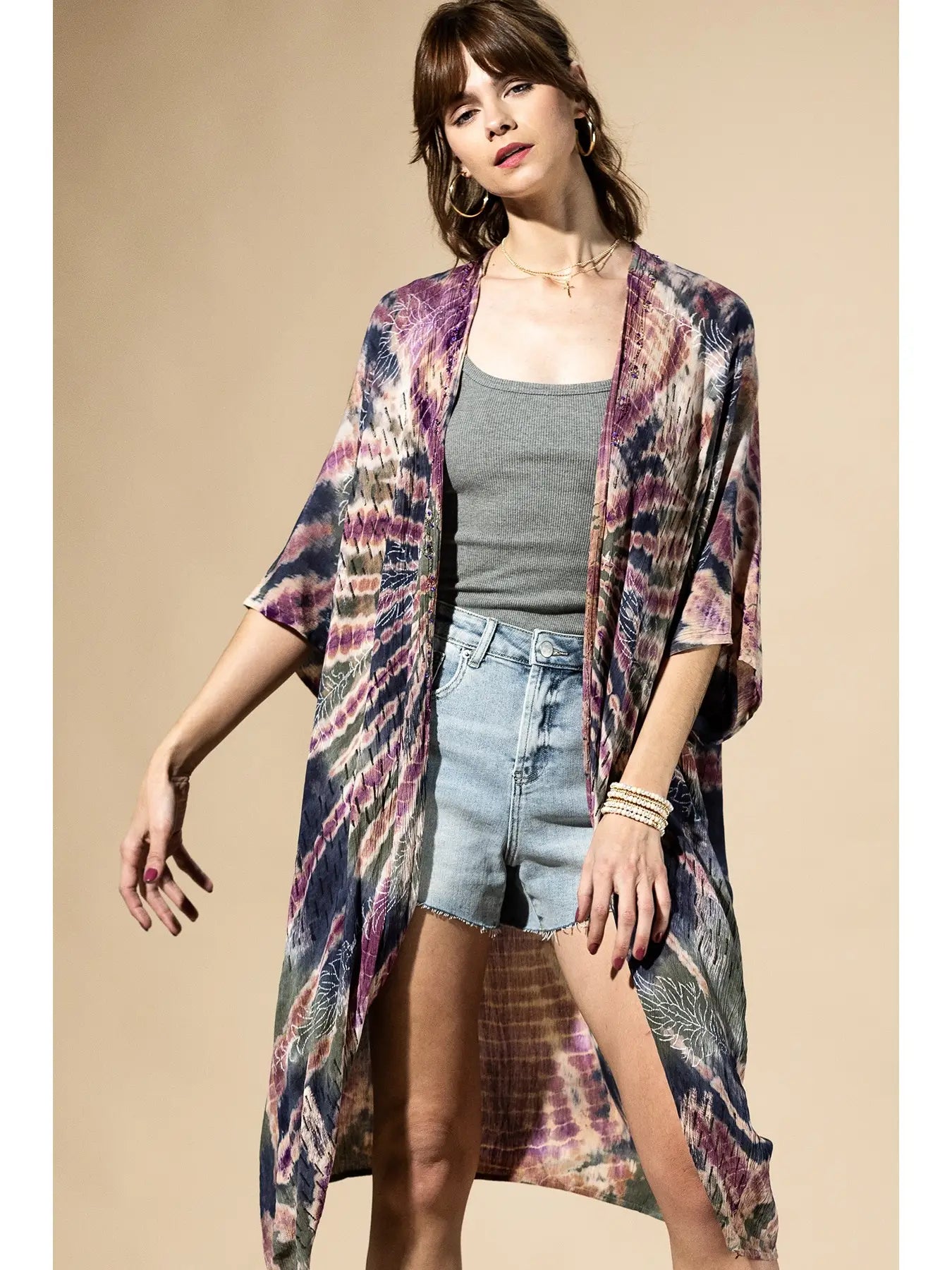 Midnight Moss Tie-Dye Kimono