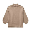 Khaki Ladies Mock Neck Long Sleeves Sweater