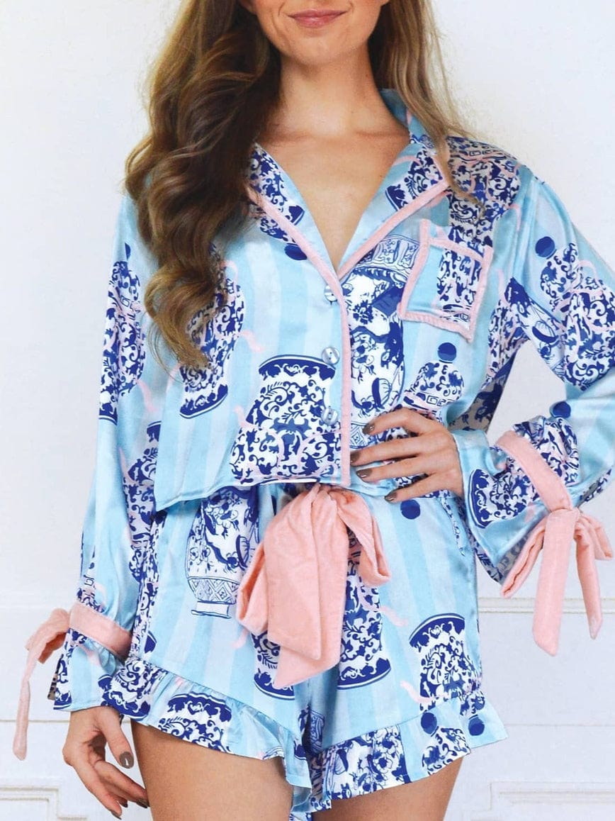 Rosa Clothing Rosa Clothing Porcelian Jars Pajama Set - Little Miss Muffin Children & Home