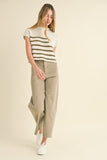 Miou Muse Straight Wide Leg Denim Pants in Stone