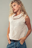 Urban Daizy Hailee Cowl Neck Sleeveless Crochet Sweater