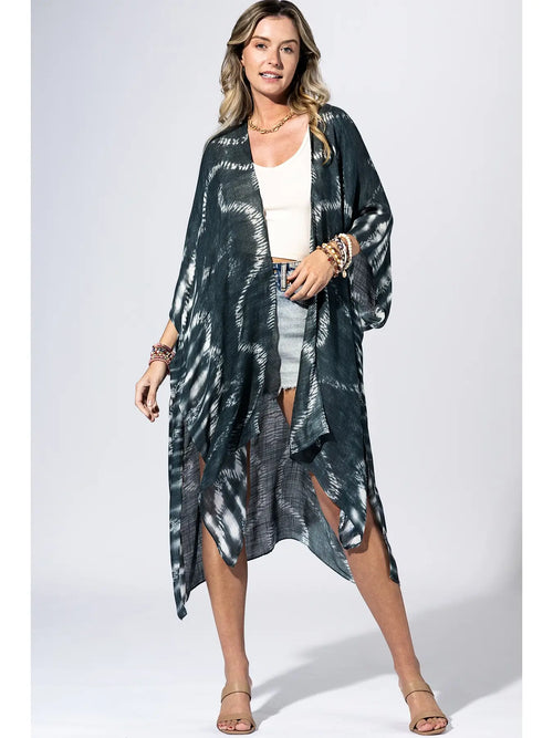 Navy Blue Shibori Tie-Dye Kimono