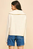 Pinch Zip Up Sweater in Ivory