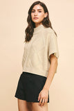 Pinch Mock Neck Short Sleeve Sweater