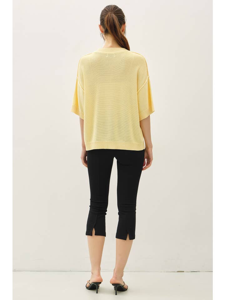 Oversize Cut Sweater Top with Raw Edge