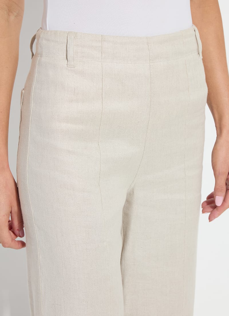 Gabriela Linen Hi Waist Pintuck Wide Leg Pant in Flax Linen