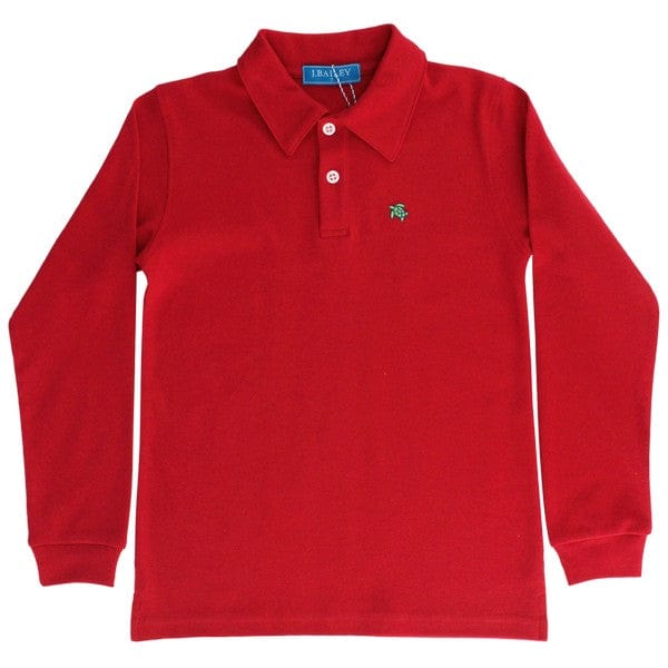 Bailey Boys Harry Long Sleeve Polo in Red - Little Miss Muffin Children & Home