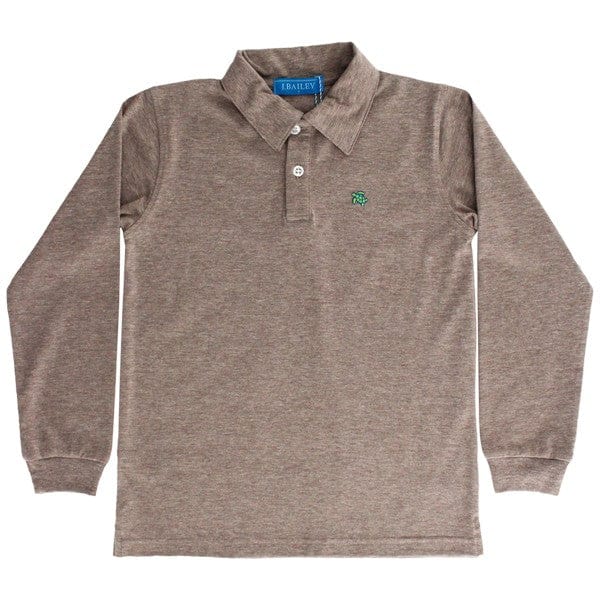 Bailey Boys Harry Long Sleeve Polo in Bark - Little Miss Muffin Children & Home