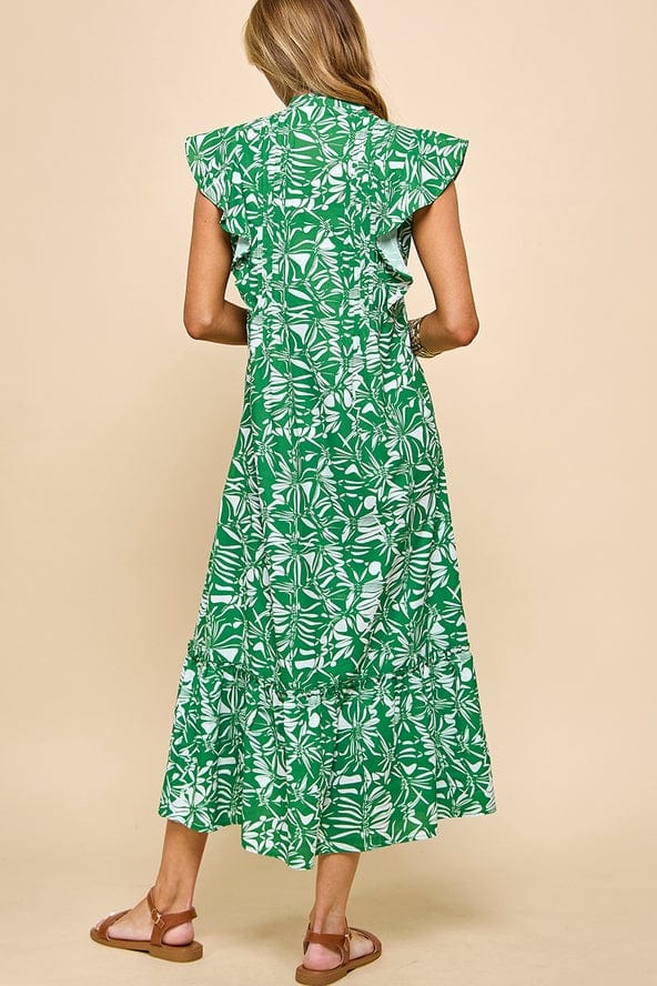 Cezele Cezele Floral Print Flutter Sleeve Midi Dress - Little Miss Muffin Children & Home