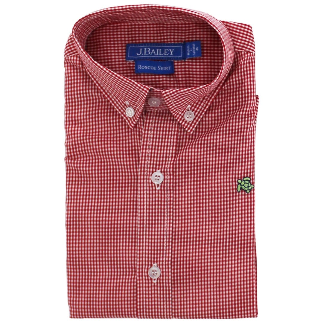 Bailey Boys Bailey Boys Roscoe Button Down Shirt- Red Microcheck - Little Miss Muffin Children & Home