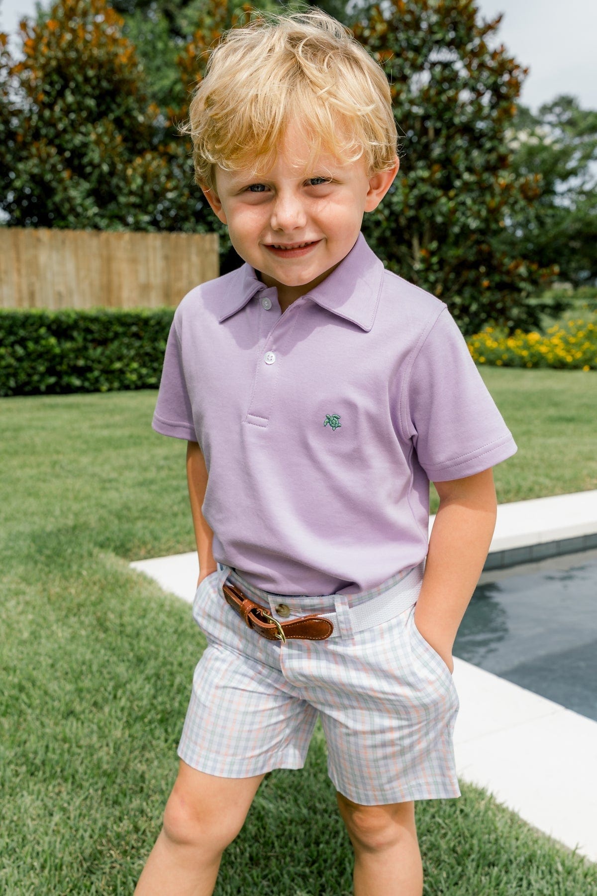 Bailey Boys Bailey Boys Short Sleeve Henry Polo in Lavender - Little Miss Muffin Children & Home