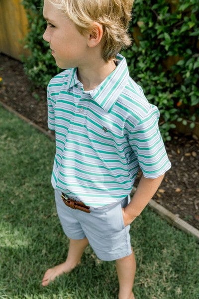 Bailey Boys Bailey Boys Henry Performance Short Sleeve Stripe Polo Meadow - Little Miss Muffin Children & Home