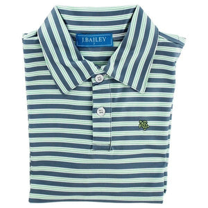 Bailey Boys Bailey Boys Harry Long Sleeve Striped Performance Polo -Denim/Green - Little Miss Muffin Children & Home