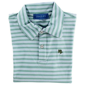 Bailey Boys Bailey Boys Harry Long Sleeve Striped Performance Polo Moss/Blue - Little Miss Muffin Children & Home