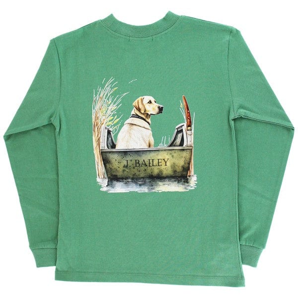 Bailey Boys Bailey Boys Long Sleeve Logo Tee- Dog in Boat/Green - Little Miss Muffin Children & Home