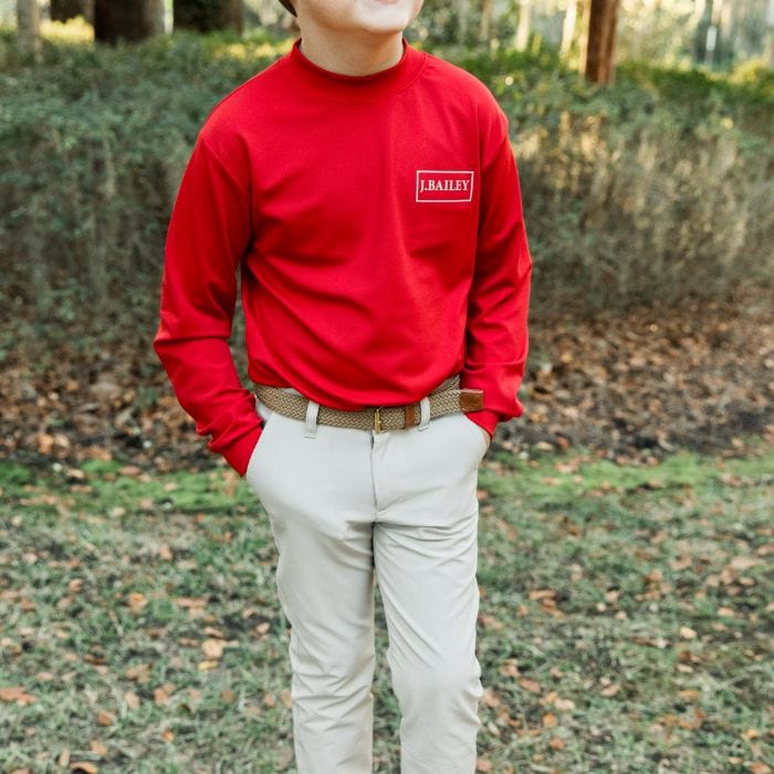 Bailey Boys Bailey Boys Long Sleeve Performance Logo Tee -Spaniel Dog/Red - Little Miss Muffin Children & Home