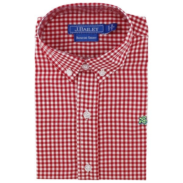 Red and white checkered shirt for boys