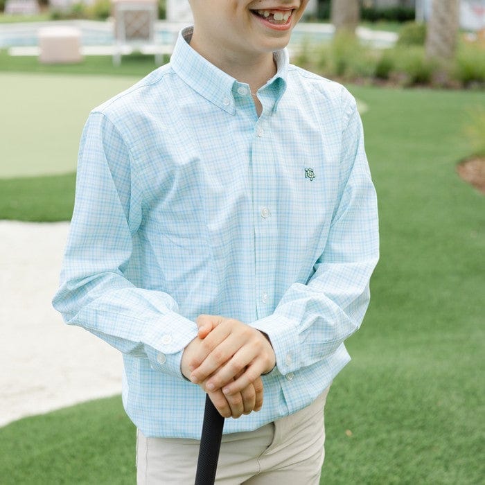 Bailey Boys Bailey Boys Roscoe Performance Button Down Shirt, Lagoon - Little Miss Muffin Children & Home