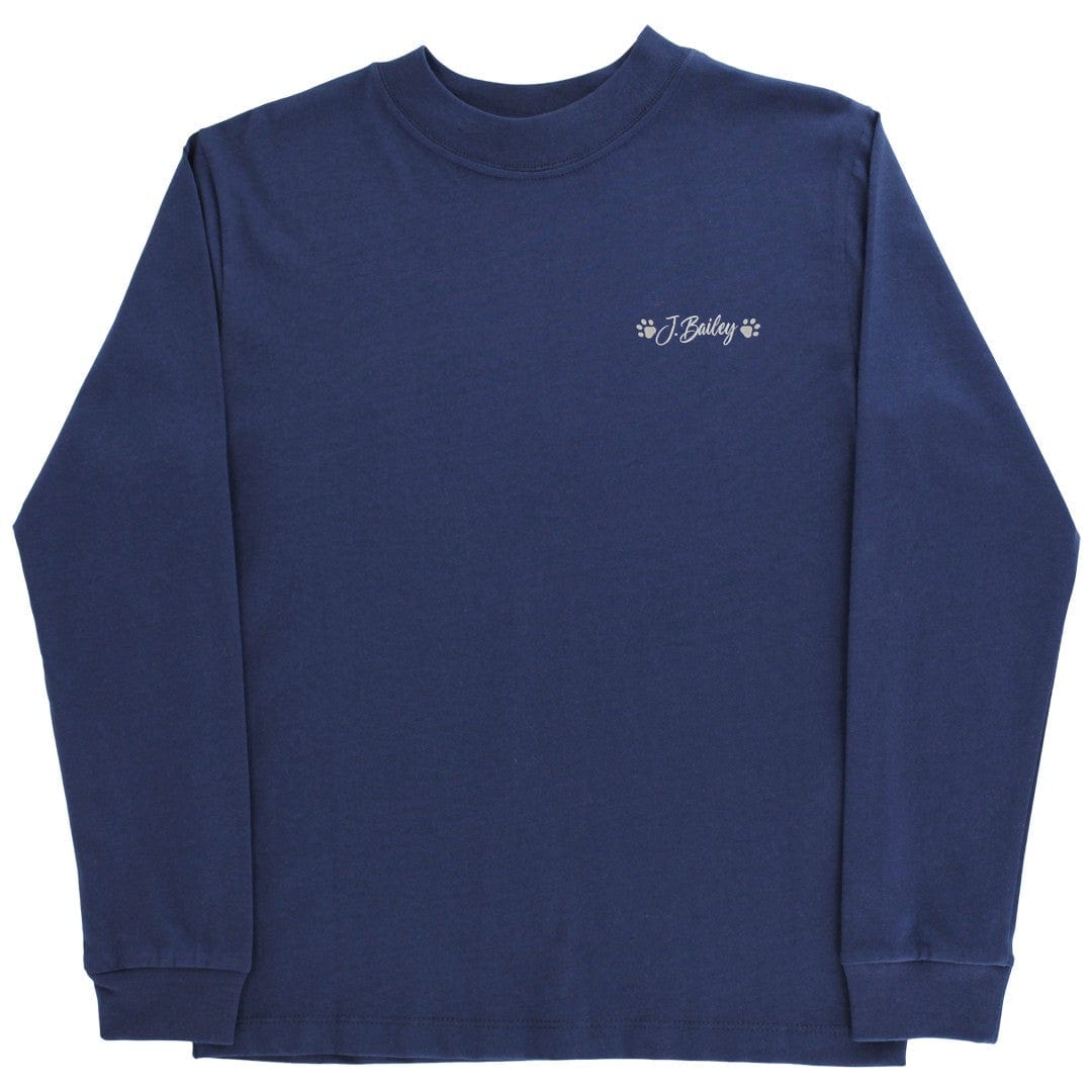 Bailey Boys Long Sleeve Logo Tee, Pointers on Navy - Little Miss Muffin Children & Home