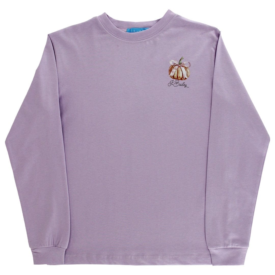 Bailey Boys Long Sleeve Girl's Logo Tee, Pumpkin on Lavender - Little Miss Muffin Children & Home
