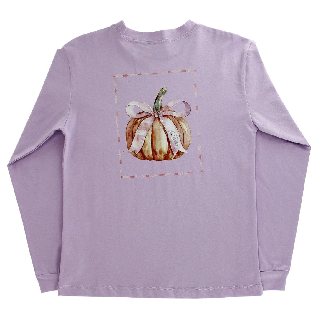 Bailey Boys Long Sleeve Girl's Logo Tee, Pumpkin on Lavender - Little Miss Muffin Children & Home