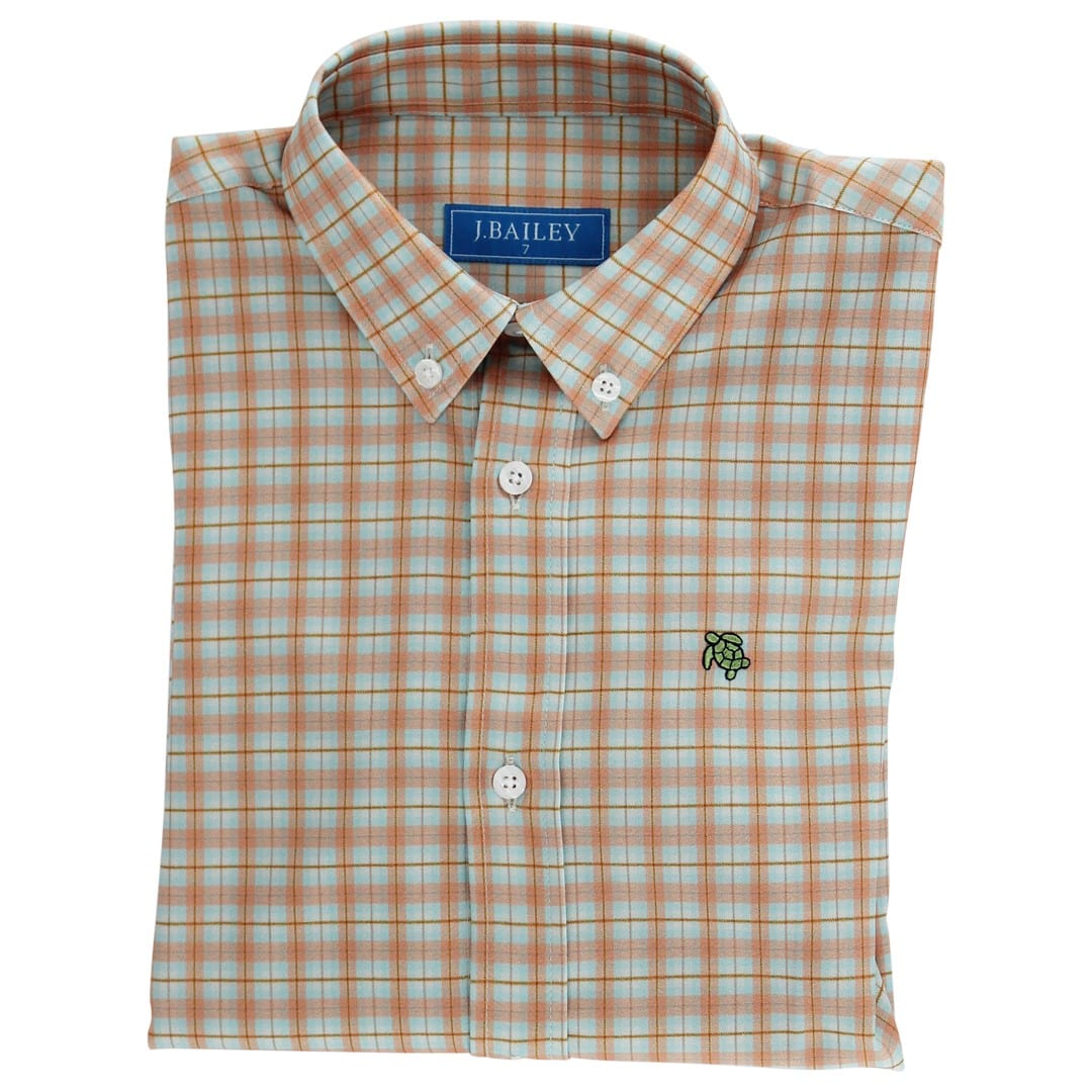 Bailey Boys Roscoe Performance Button Down in Spice Plaid - Little Miss Muffin Children & Home