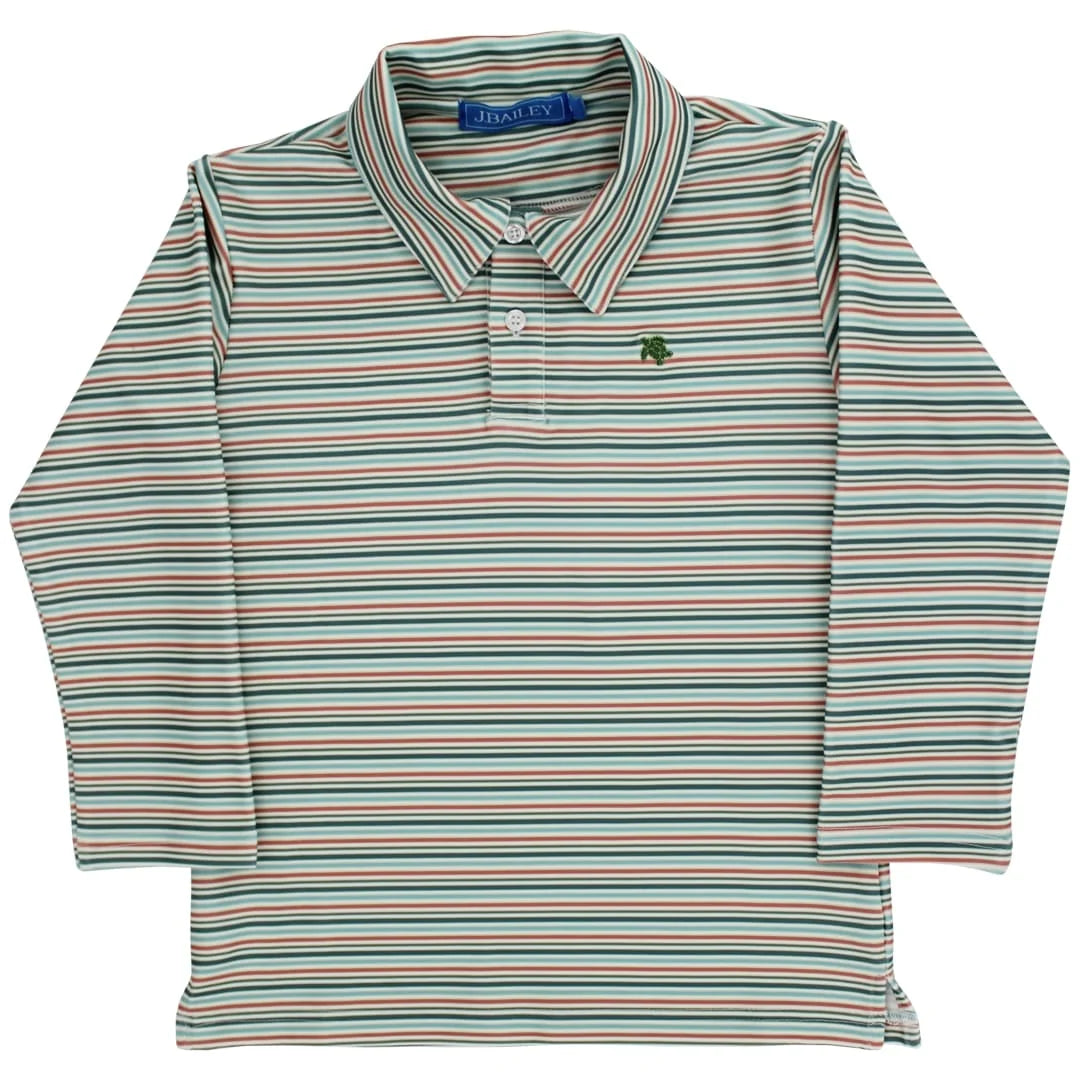 Henry Long Sleeve Striped Performance Polo in Harvest