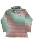 Harry Long Sleeve Striped Performance Polo in Holly