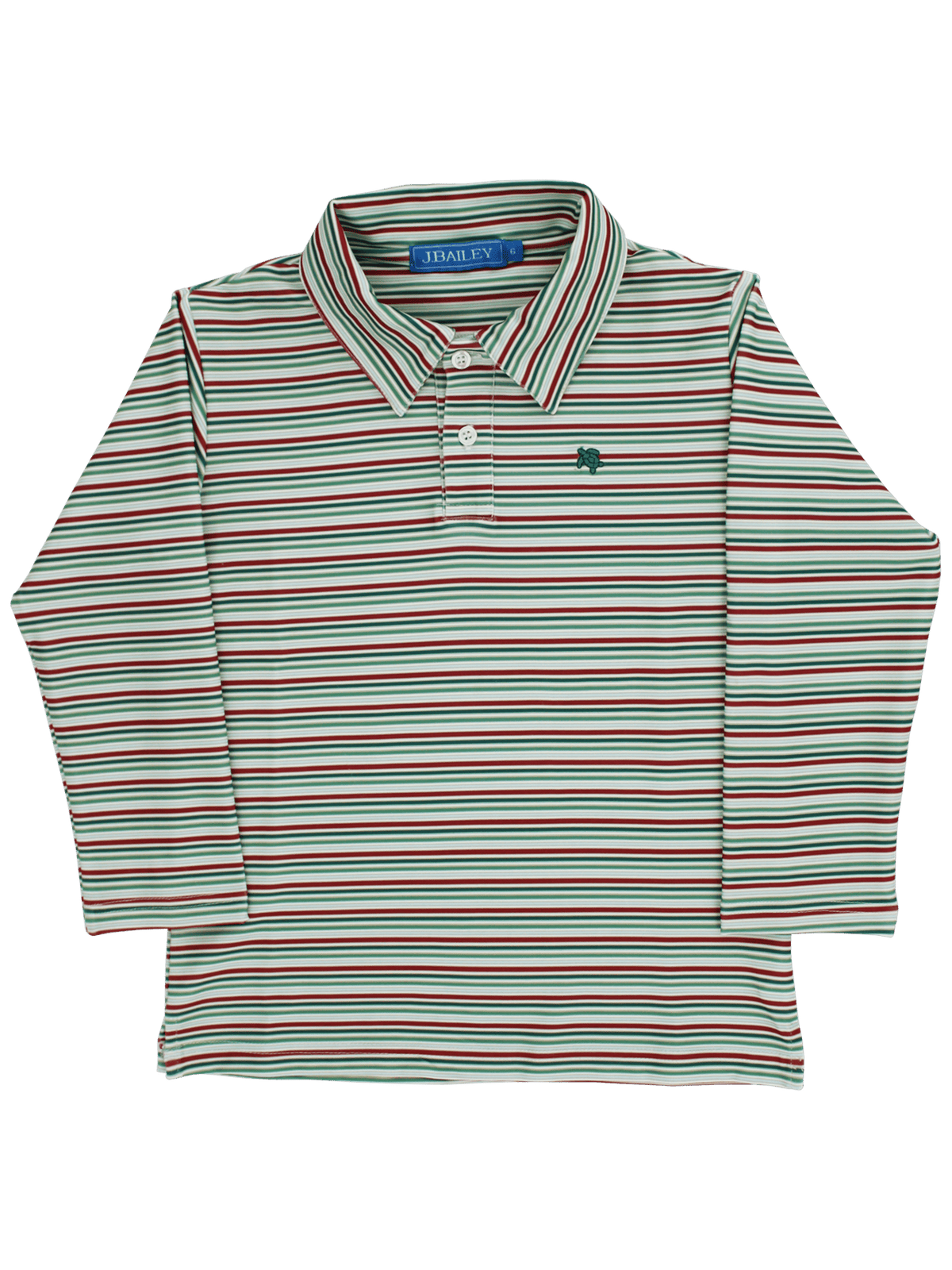 Harry Long Sleeve Striped Performance Polo in Holly