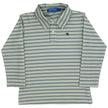 Boys' Olive Striped Long Sleeve Performance Polo