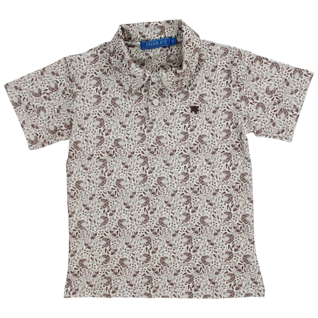 Henry Short Sleeve Performance Polo in Turkey Print