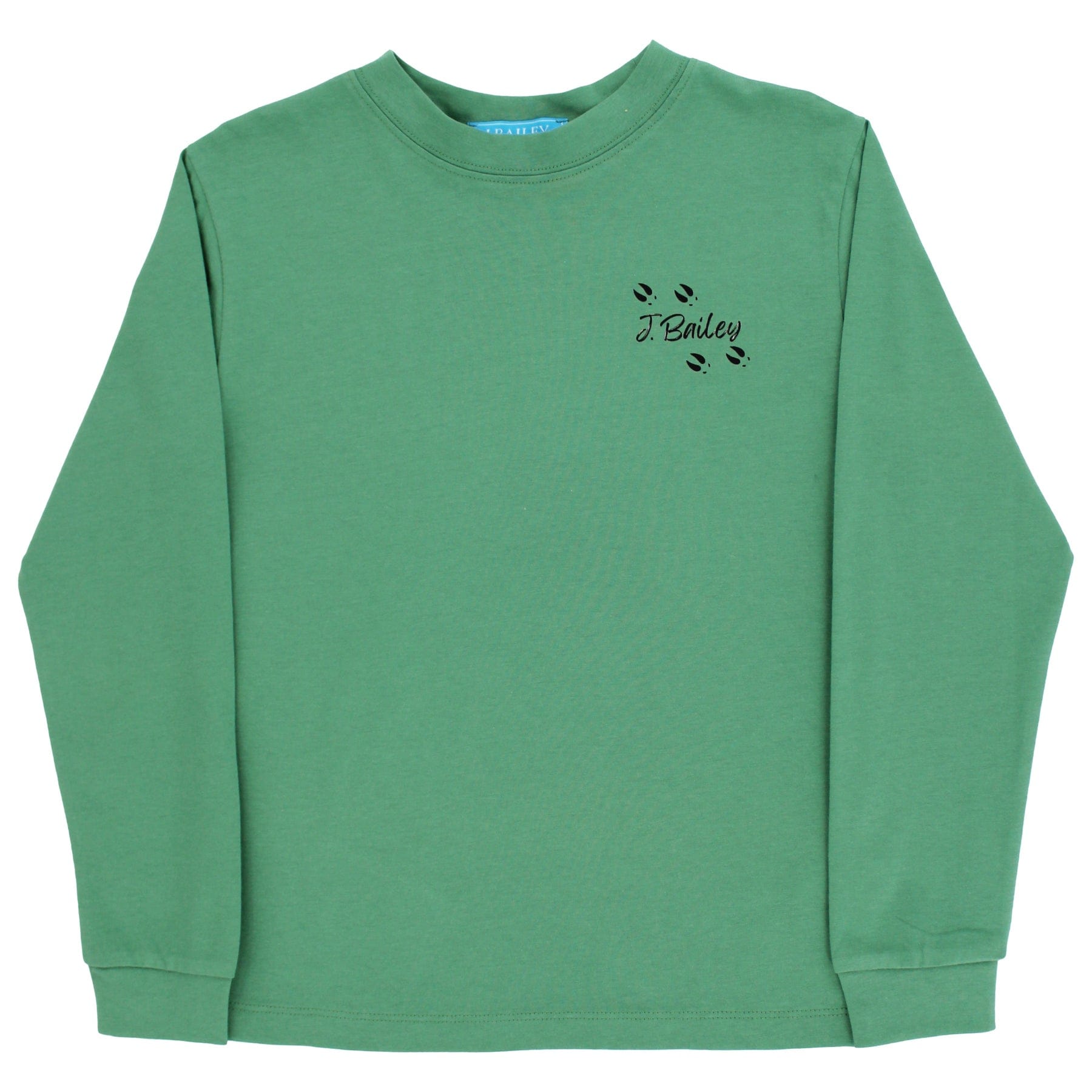 Long Sleeve Logo Tee with Buck on Sage