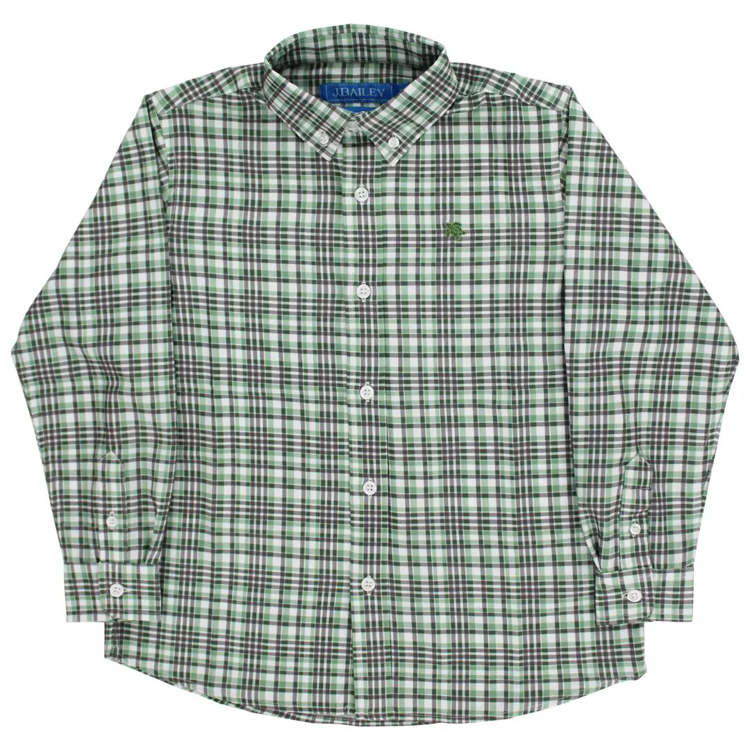 Roscoe Performance Button Down Shirt in Oak Plaid