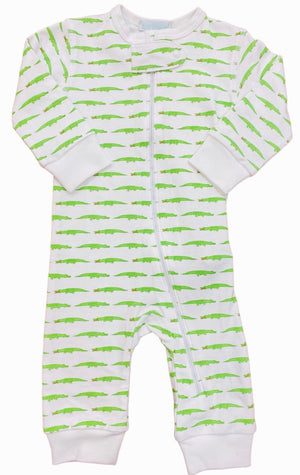 Lulu Bebe Lulu Bebe Alligator Print Boy's Footless Zip-Up PJs - Little Miss Muffin Children & Home