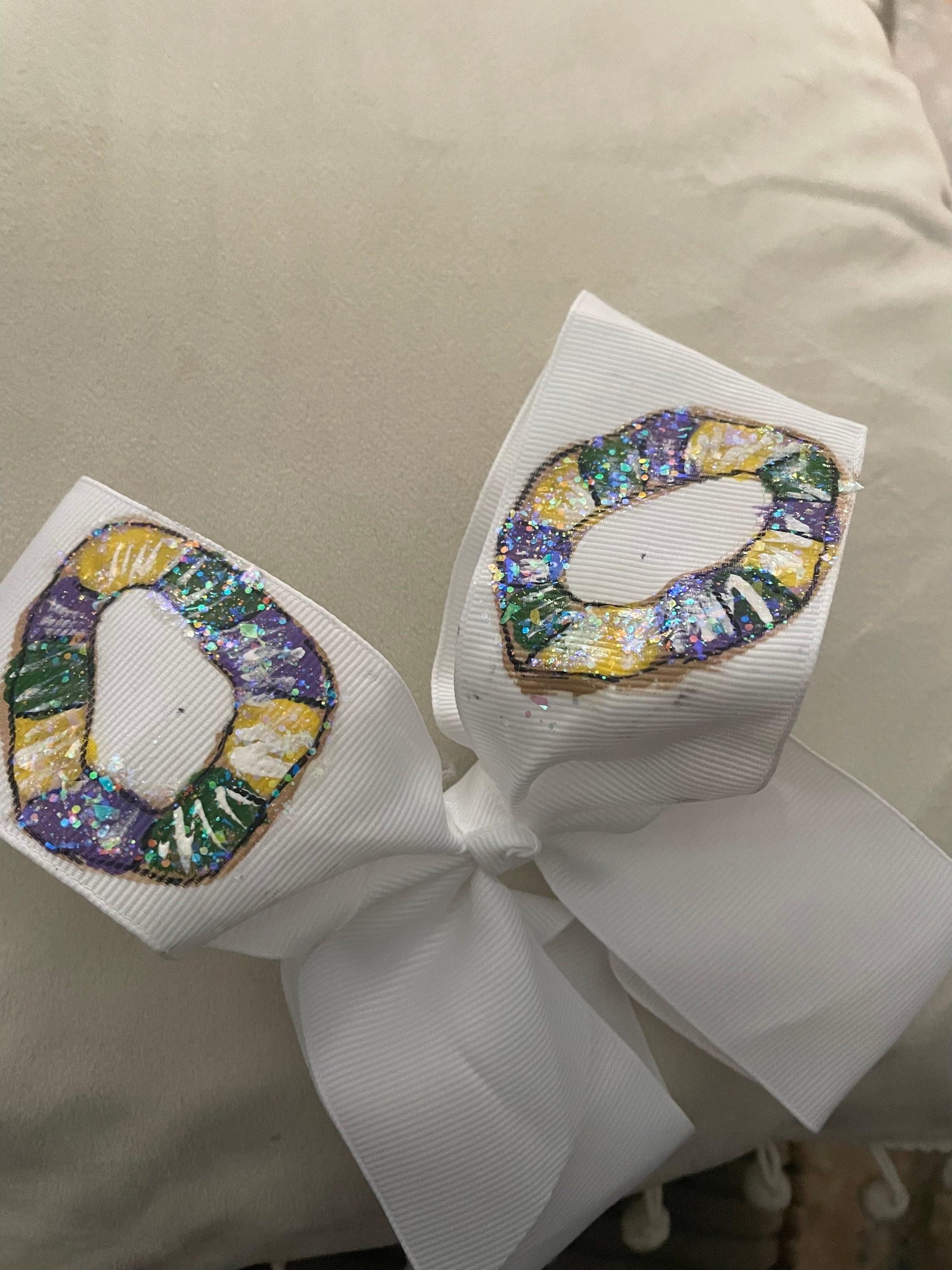 Heidi Davis Bows Hand Painted Mardi Gras King Cake Bow - Little Miss Muffin Children & Home