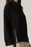 Before You Collection Mock Neck Pullover with Side Zipper