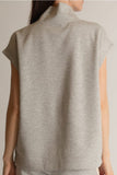 Before You Collection Butter Mock Neck Cap Sleeve Top in Heather Grey