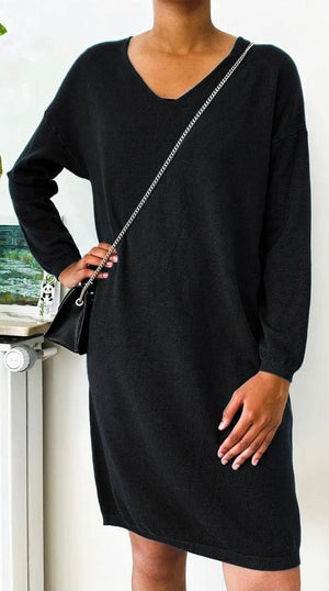 Loowie Italian Cozy Sweater Dress in Black