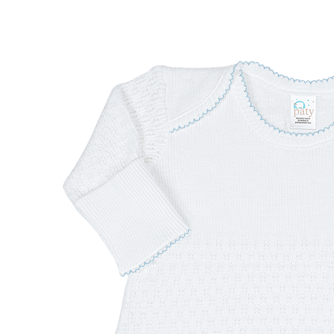 Paty, Inc. Paty Knit Overlap Shoulder Gown Blue No Bow - Little Miss Muffin Children & Home