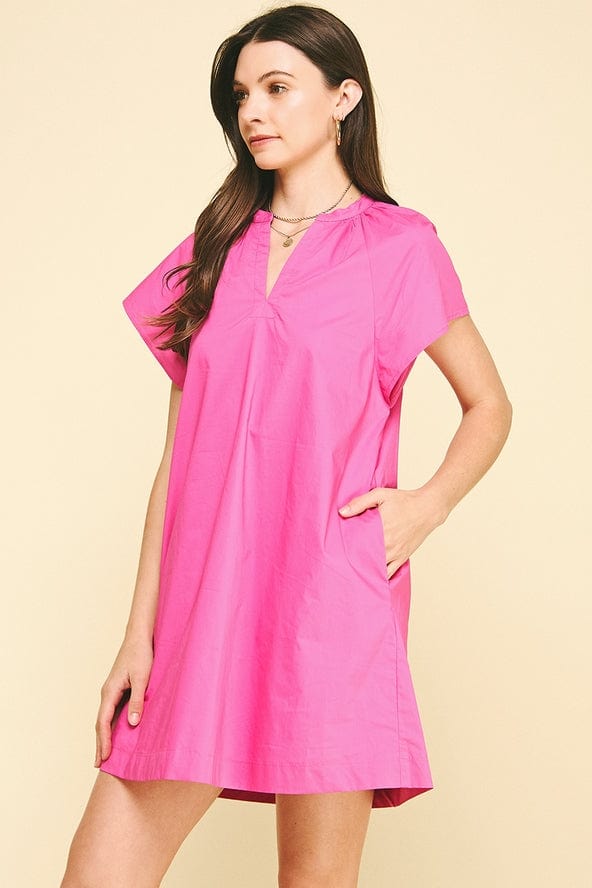 Pinch V-Neck Tunic Dress with Side Pockets - Little Miss Muffin Children & Home