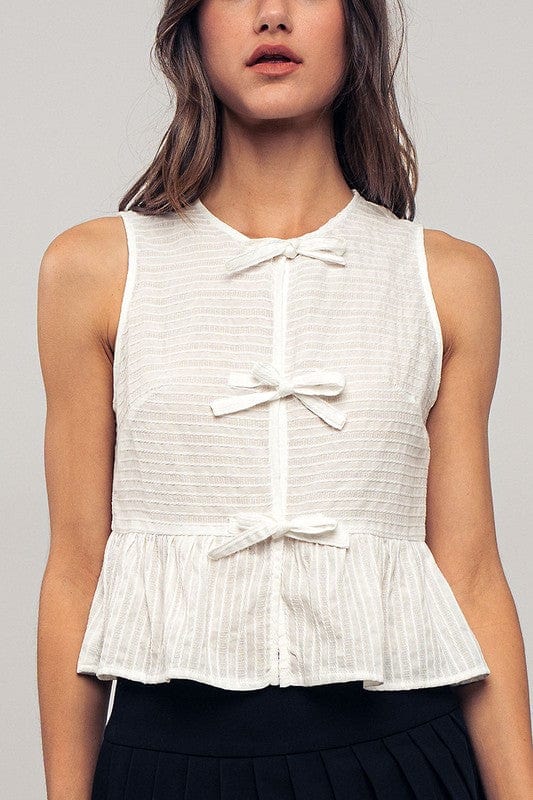 Urban Daizy Urban Daizy Triple Bow Front Sleeveless Babydoll Top - Little Miss Muffin Children & Home