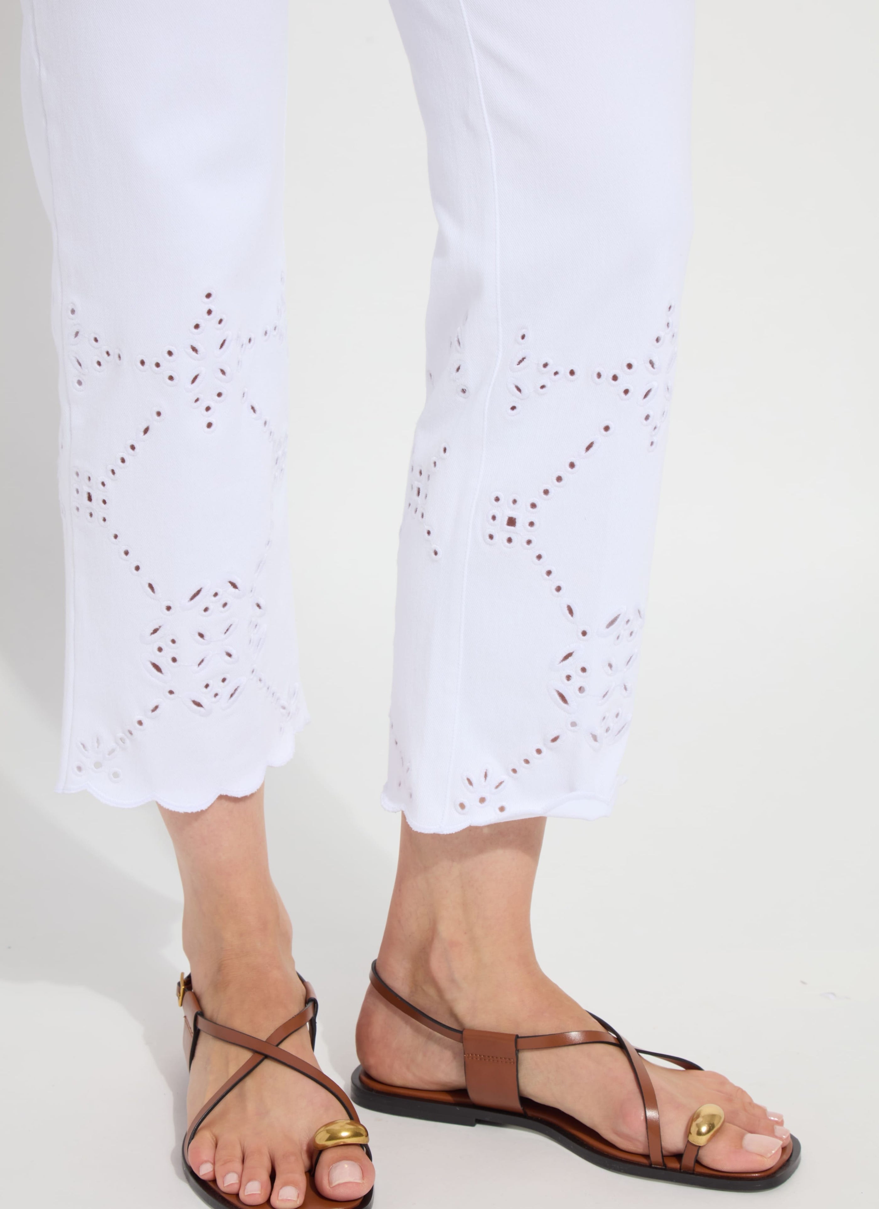 Billie Eyelet Straight Denim Pant