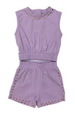 Pixie LSU Gold Studded 2-Piece Shorts Set