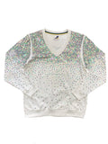 Mardi Gras Creations ASP Sequin Explosion V-Neck Pullover - White