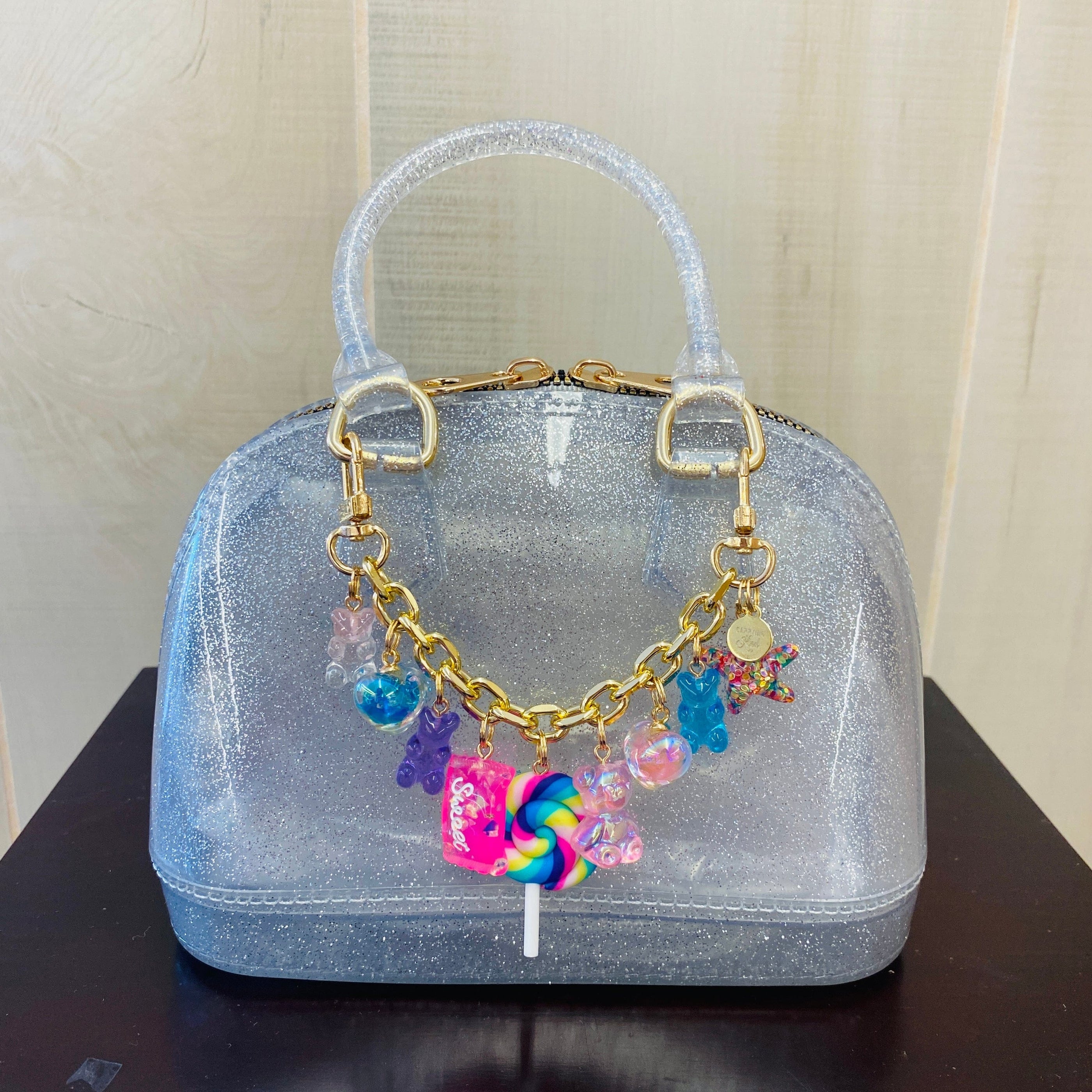Silver Sparkle Cate Handbag with Candy Crush Charm Chain