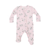 Angel Dear Gray Elephants Pink 2 Way Ruffle Zipper Footie