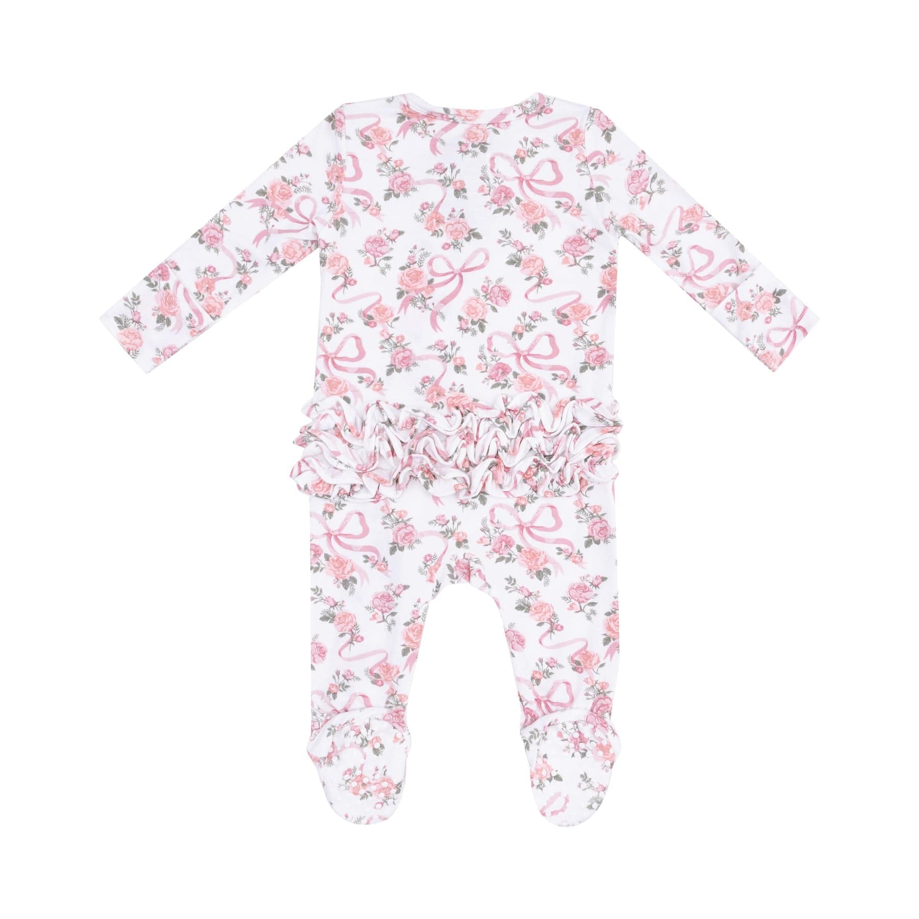 Angel Dear Angel Dear Ribbon And Flowers 2 Way Ruffle Zipper Footie - Little Miss Muffin Children & Home